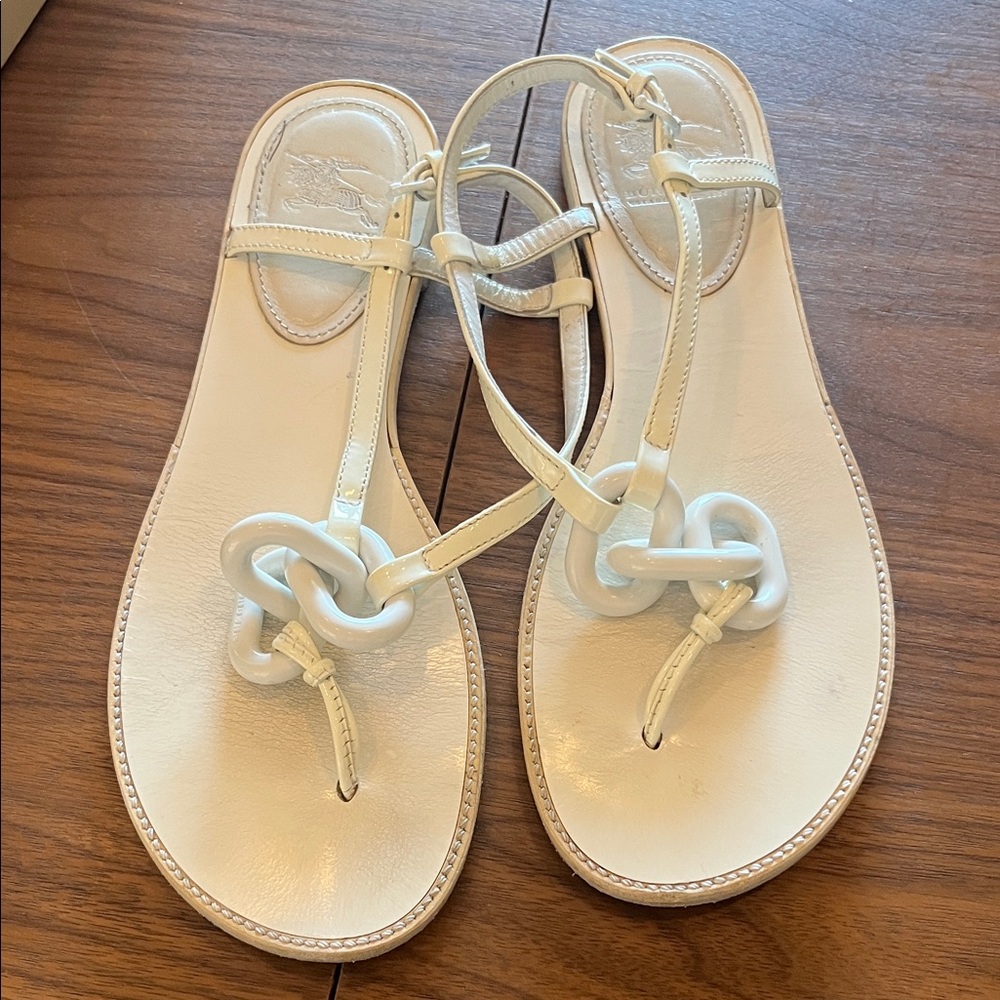 Burberry white sandals size 38.5 or US size 8.5